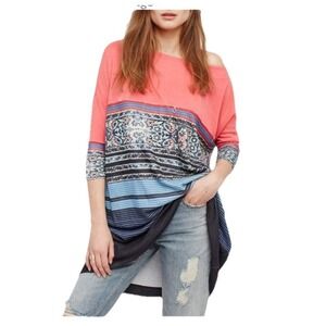 Free People NWT  Small Women's Stepping Out Dress Tunic Sweater Dress Black Comb